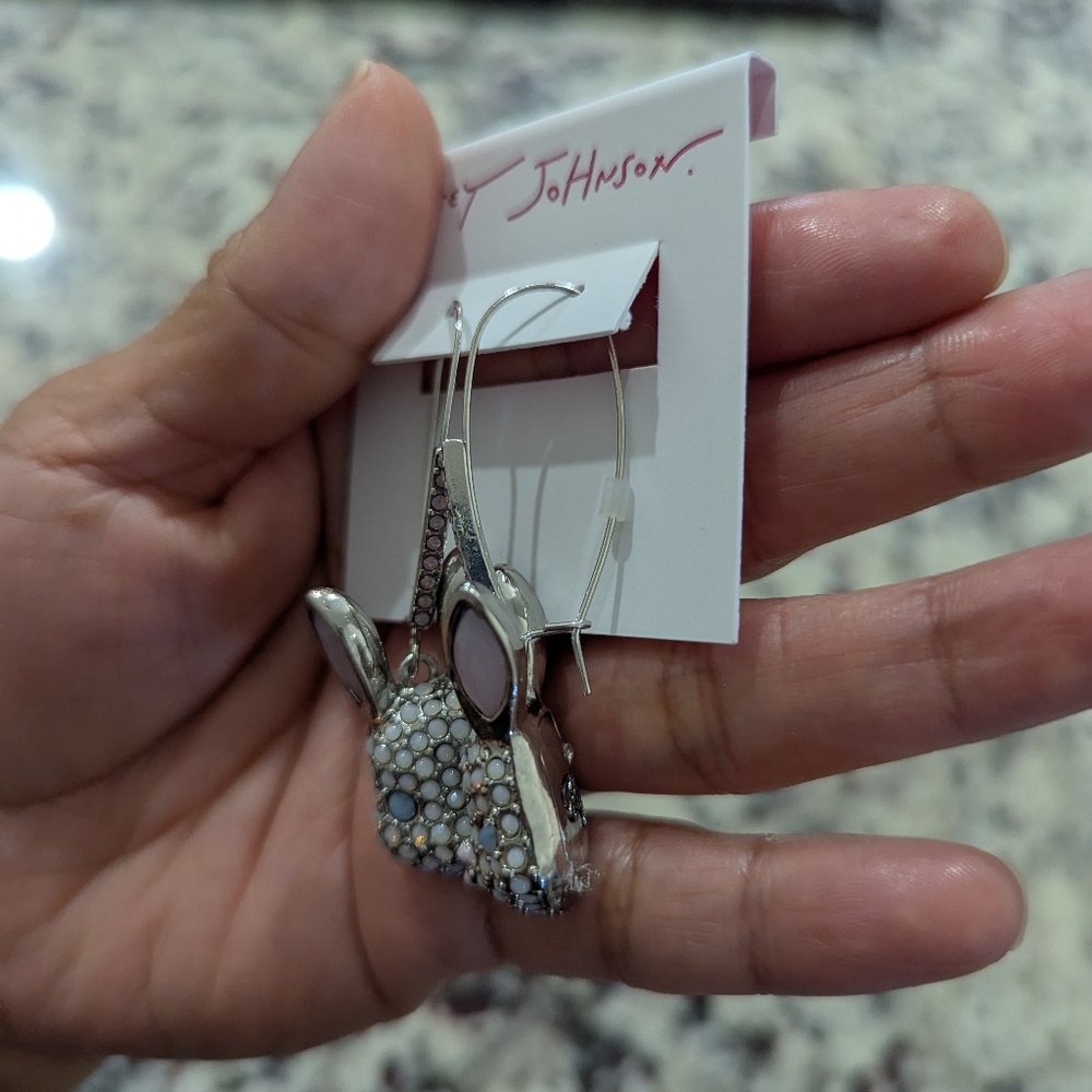 Betsey Johnson Cute Spring Bunny Dangle Drop Earrings - Picture 5 of 6